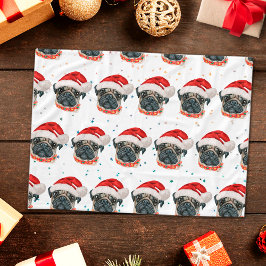 パグ犬のクリスマス星 フリースブランケット