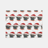 パグ犬のクリスマス星 フリースブランケット (正面(横))