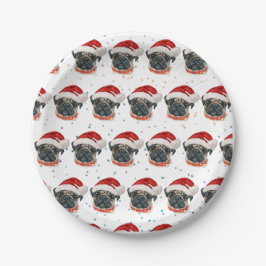 パグ犬のクリスマス星 ペーパープレート