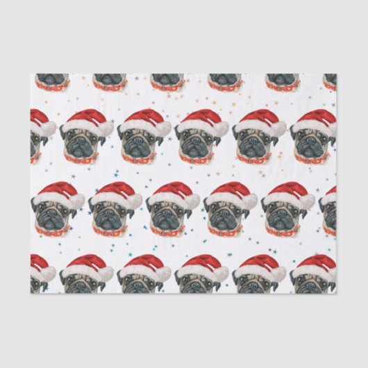 パグ犬のクリスマス星 薄葉紙 (正面)