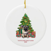 パグ犬のクリスマス オーナメント 名入れ (裏面)