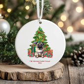 パグ犬のクリスマス オーナメント 名入れ