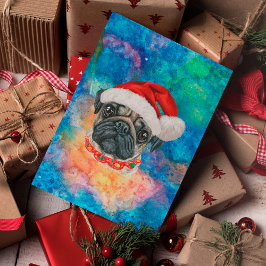 パグ犬のクリスマス シーズンポストカード