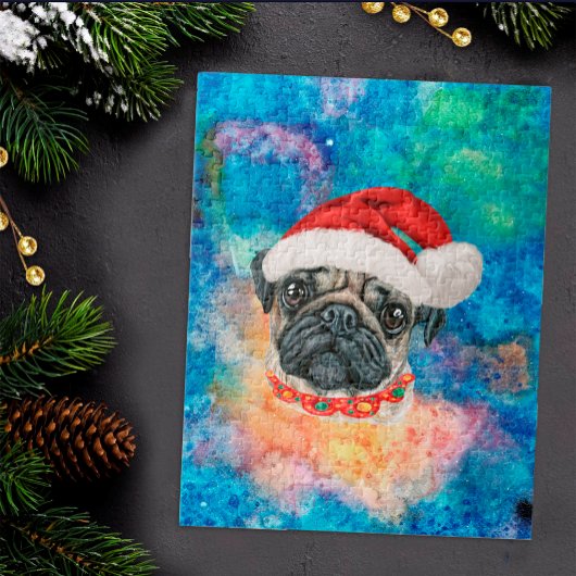 パグ犬のクリスマス ジグソーパズル