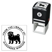 パグ犬のシルエットスタンディングライブラリーブックネーム セルフインキングスタンプ (インサイチュ)