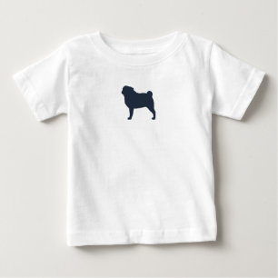 パグ犬のシルエット のクールなパグの恋人 ベビーTシャツ