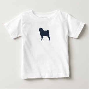 パグ犬のシルエット  クールパグ恋人の ベビーTシャツ