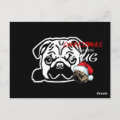 パグ犬のスケッチ肖像画 ポストカード (裏面)