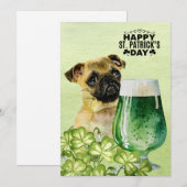 パグ犬のセントパトリックデー ハットとビール付き シーズンカード (正面/裏面)