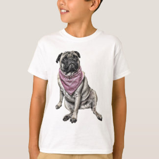 パグ犬のテーマの男の子のTシャツ Tシャツ