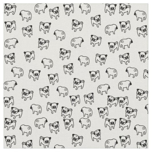 パグ犬のパターン ファブリック (クローズアップ)