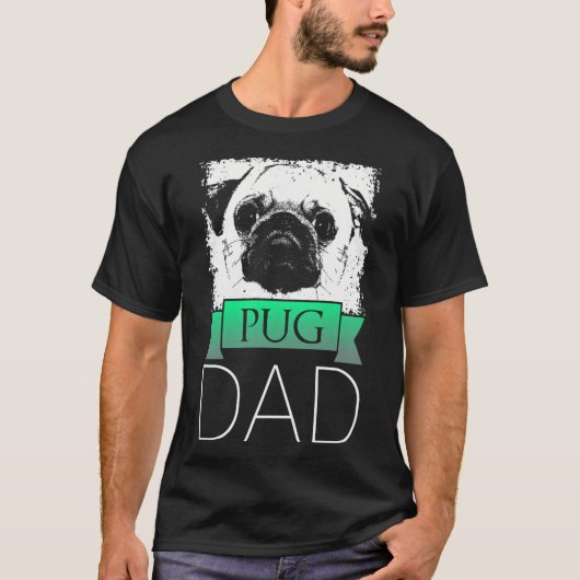 パグ犬のパパ パグ お父さん 犬 Tシャツ (正面)