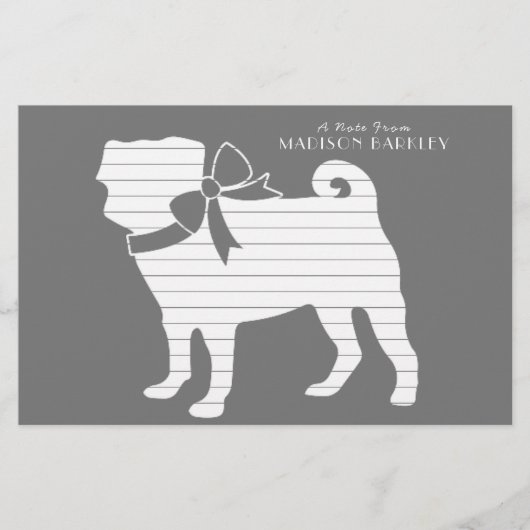パグ犬のパピー文房具 便箋 (正面)