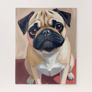 パグ犬のペット絵画 ジグソーパズル