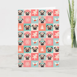 パグ犬のホリデーカード シーズンカード