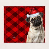 パグ犬のホリデー・レッド・バファロー・チェック柄クリスマス (外部フラット)