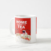 パグ犬のマグ-茶があるところでがあります家 コーヒーマグカップ (正面左)