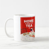 パグ犬のマグ-茶があるところでがあります家 コーヒーマグカップ (左)