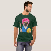 パグ犬の入浴 動物 Tシャツ (正面フル)
