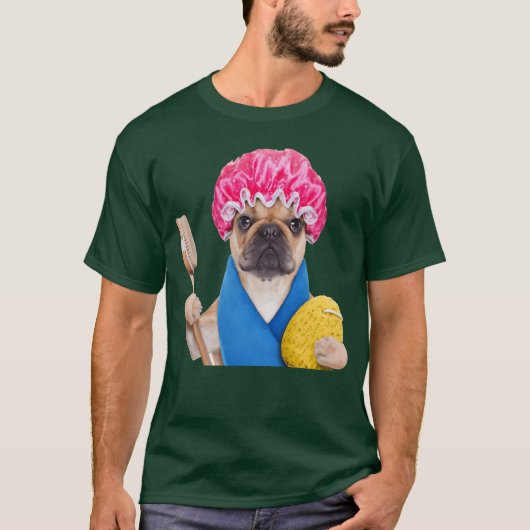 パグ犬の入浴 動物 Tシャツ (正面)