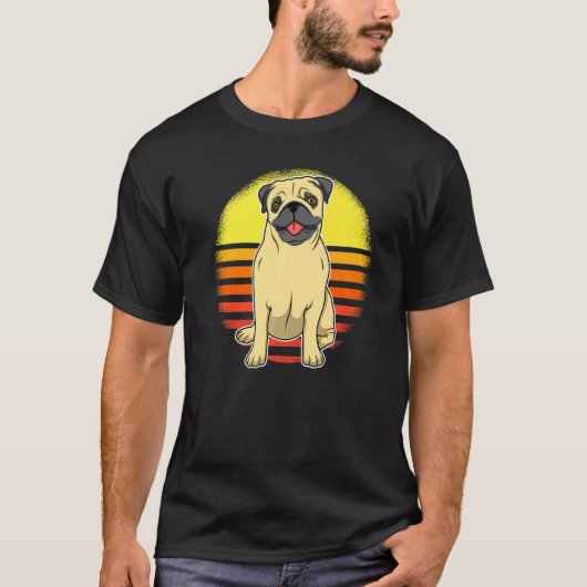 パグ犬の夕日 51 Tシャツ (正面)