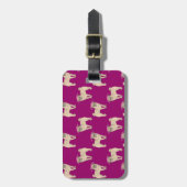 パグ犬の女の子パターン ラゲッジタグ (正面縦)