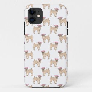 パグ犬の女の子パターン iPhone 11 ケース