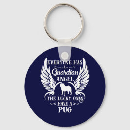 パグ犬の守護天使 キーホルダー