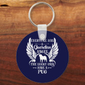 パグ犬の守護天使 キーホルダー (正面)