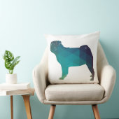 パグ犬の幾何カラフルパターンのシルエット クッション (椅子)