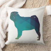 パグ犬の幾何カラフルパターンのシルエット クッション (ブランケット)