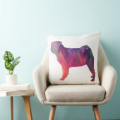 パグ犬の幾何カラフルパターンのシルエット クッション (椅子)