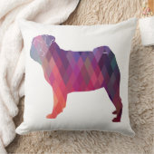 パグ犬の幾何カラフルパターンのシルエット クッション (ブランケット)