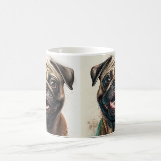 パグ犬の恋人マグ犬のママのマグ コーヒーマグカップ (中央)