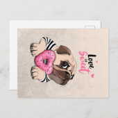 パグ犬の愛は甘いギフトは、パグ恋人のギフトアイディア ポストカード (正面/裏面)