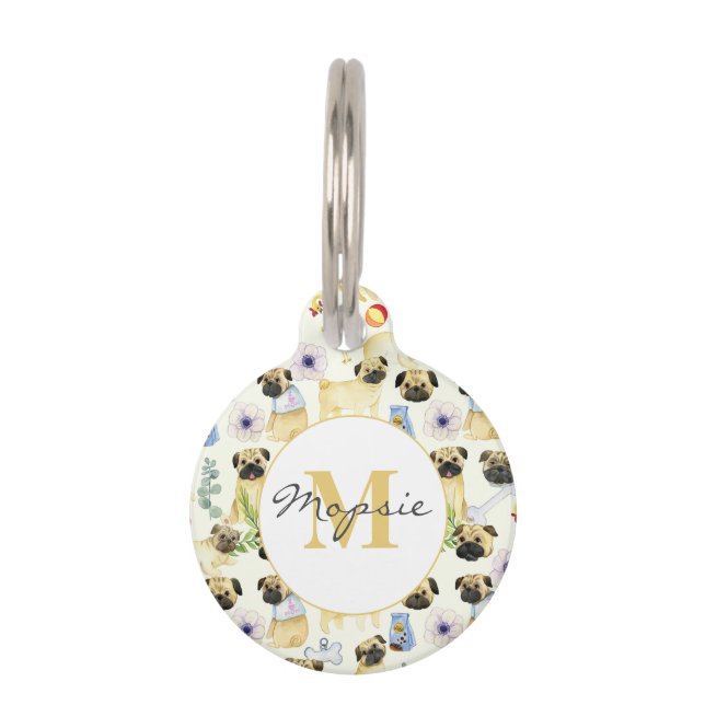 パグ犬の愛人のパーソナライズされたペット ペット　ネームタグ (正面)