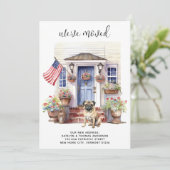 パグ犬の愛国的なパーソナライズされたペット移動 案内状 (スタンド正面)