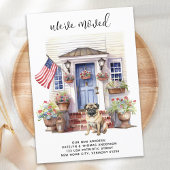 パグ犬の愛国的なパーソナライズされたペット移動 案内状