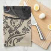 パグ犬の抽象芸術ペットパターンプリント キッチンタオル (四つ折り)