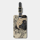 パグ犬の抽象芸術ペットパターンプリント ラゲッジタグ (正面縦)