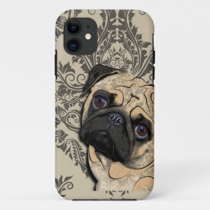 パグ犬の抽象芸術ペットパターンプリント iPhone 11 ケース