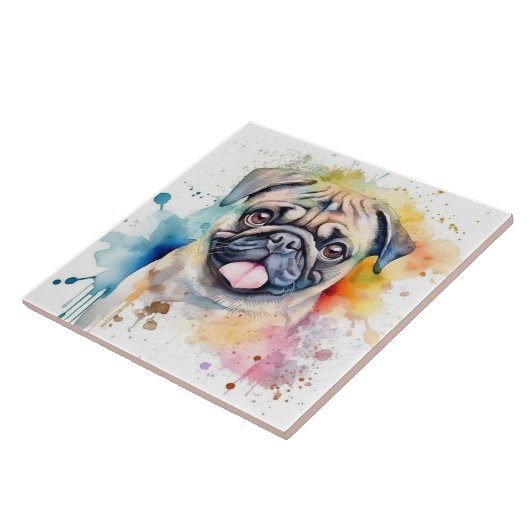 パグ犬の水色 タイル (側面)