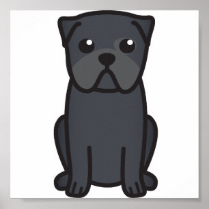 パグ犬の漫画 ポスター