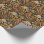 パグ犬の秋の収穫感謝祭 ラッピングペーパー (角)