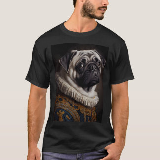 パグ犬の肖像画 ロイヤルルネサンスアニマルパ Tシャツ