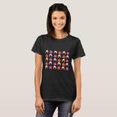 パグ犬の花の顔マスククラシックTシャツ683 Tシャツ (正面フル)