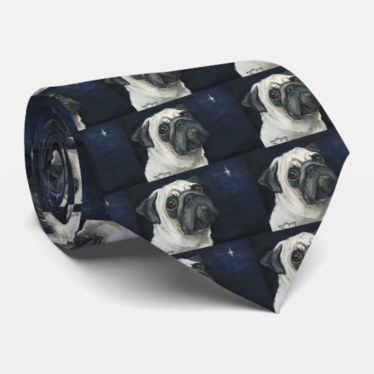 パグ犬の芸術の首のタイ ネクタイ (ロール)