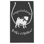 パグ犬の赤ちゃんシャワーグレーの子犬男女兼用 スモールペーパーバッグ (裏面)