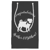 パグ犬の赤ちゃんシャワーグレーの子犬男女兼用 スモールペーパーバッグ (正面)