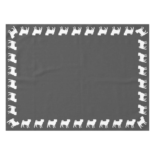 パグ犬の赤ちゃんシャワーグレーの子犬男女兼用 テーブルクロス (正面(横))